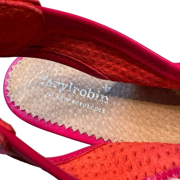 Anthropologie Farylrobin Kymeni Slingback Flats Pink Perforated Leather Size 37 - Picture 4 of 8
